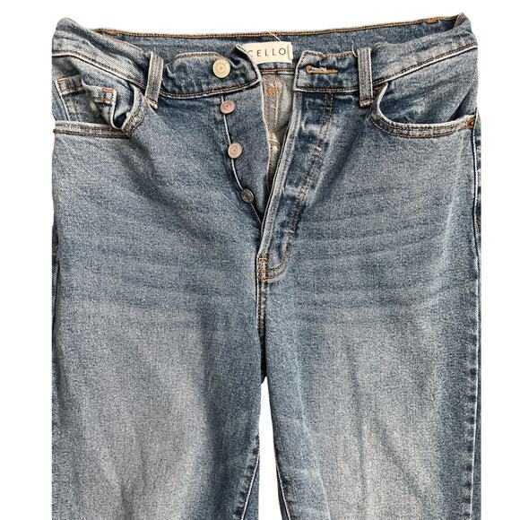 CELLO Stretch Super High Rise Destroyed Dad‎ Jeans Button Fly Medium Wash Size 7 - Picture 6 of 10
